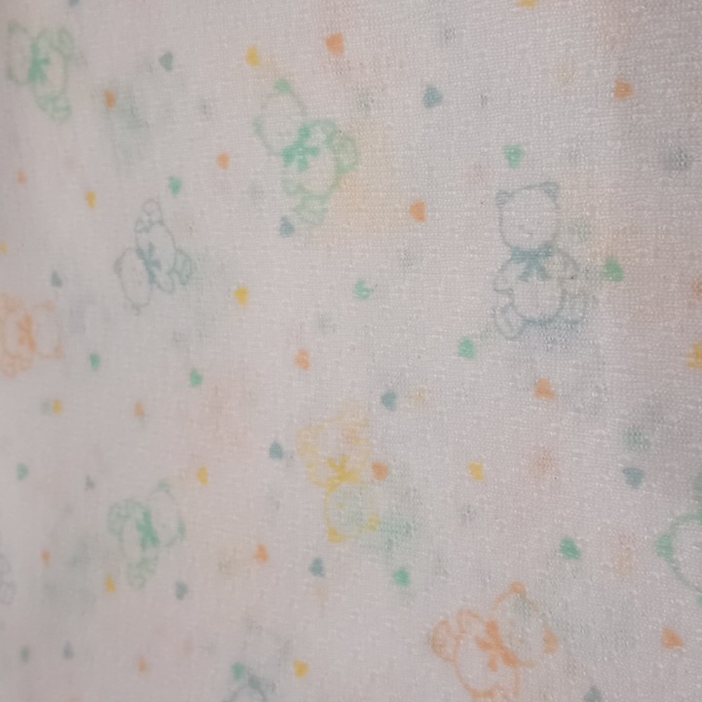 80s VTG 6yd Baby Fabric Pique Knit Bear Heart